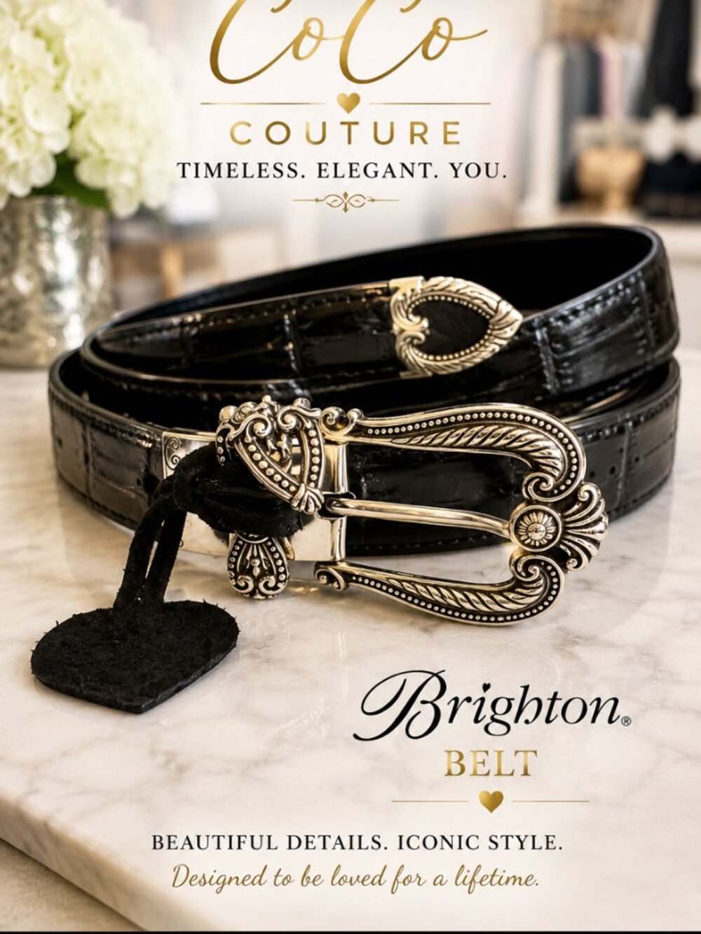 B40209 Hearts Reversible Belt by BRIGHTON